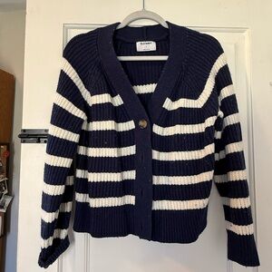 Old Navy Women's Navy and White Striped Cardigan